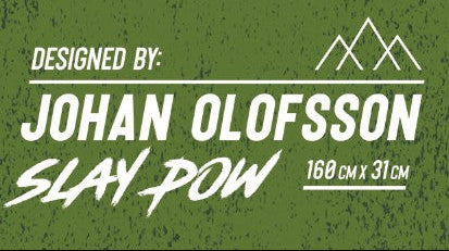 Green background with text and mountain logo, designed by Johan Olofsson.